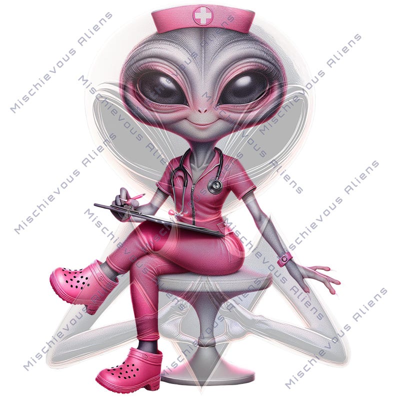 Alien nurse sticker