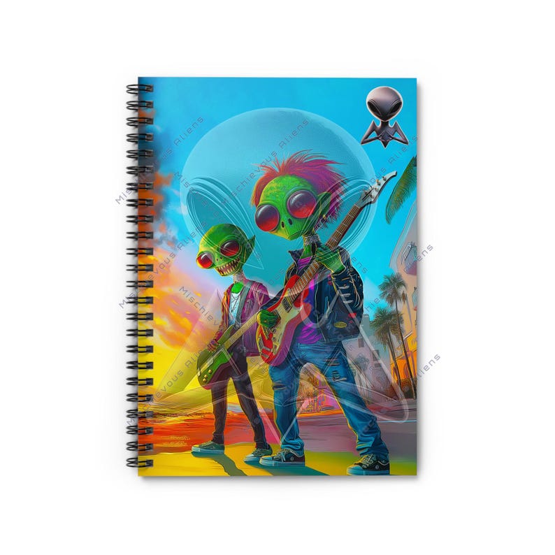 Alien Rockstars spiral notebook