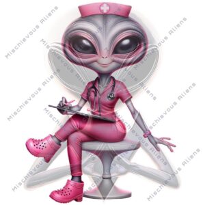 Alien Nurse Transparent Kiss-Cut Sticker