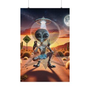 Alien Crossing Selfie Art Poster