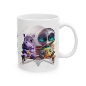 Bench Buddies: Hippo & Alien Ceramic Mug