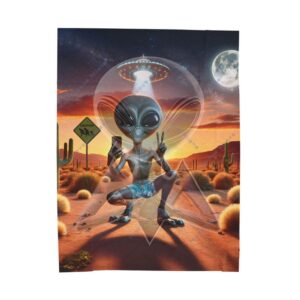 Alien Crossing Selfie Velveteen Blanket